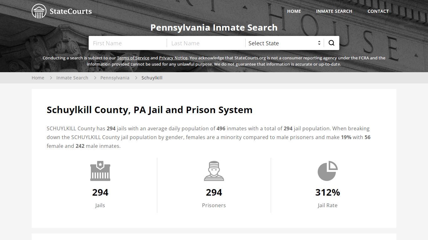 Schuylkill County, PA Inmate Search - StateCourts