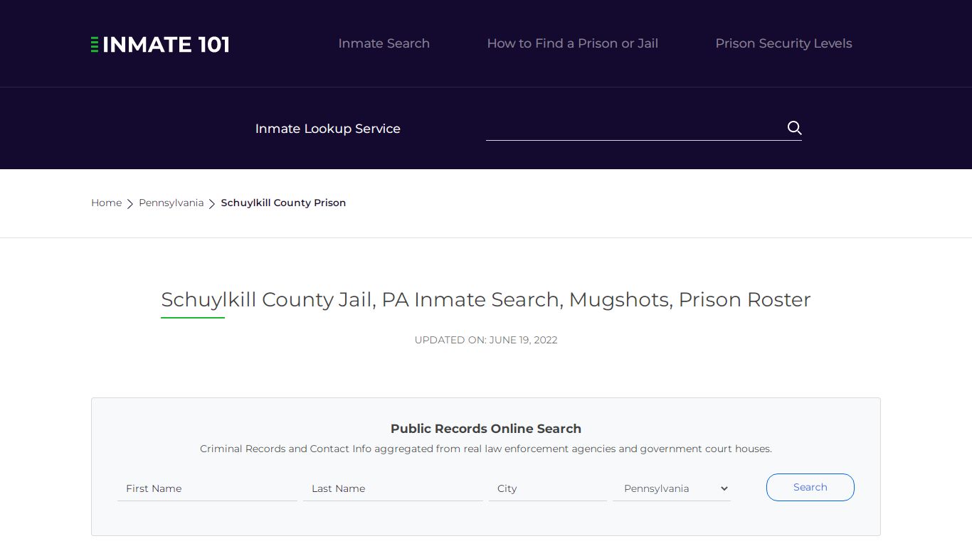 Schuylkill County Jail, PA Inmate Search, Mugshots, Prison ...